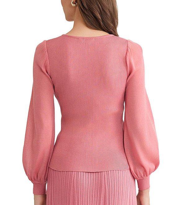 MISOOK Ribbed Knit Square Neck Balloon Sleeve Top Product Image