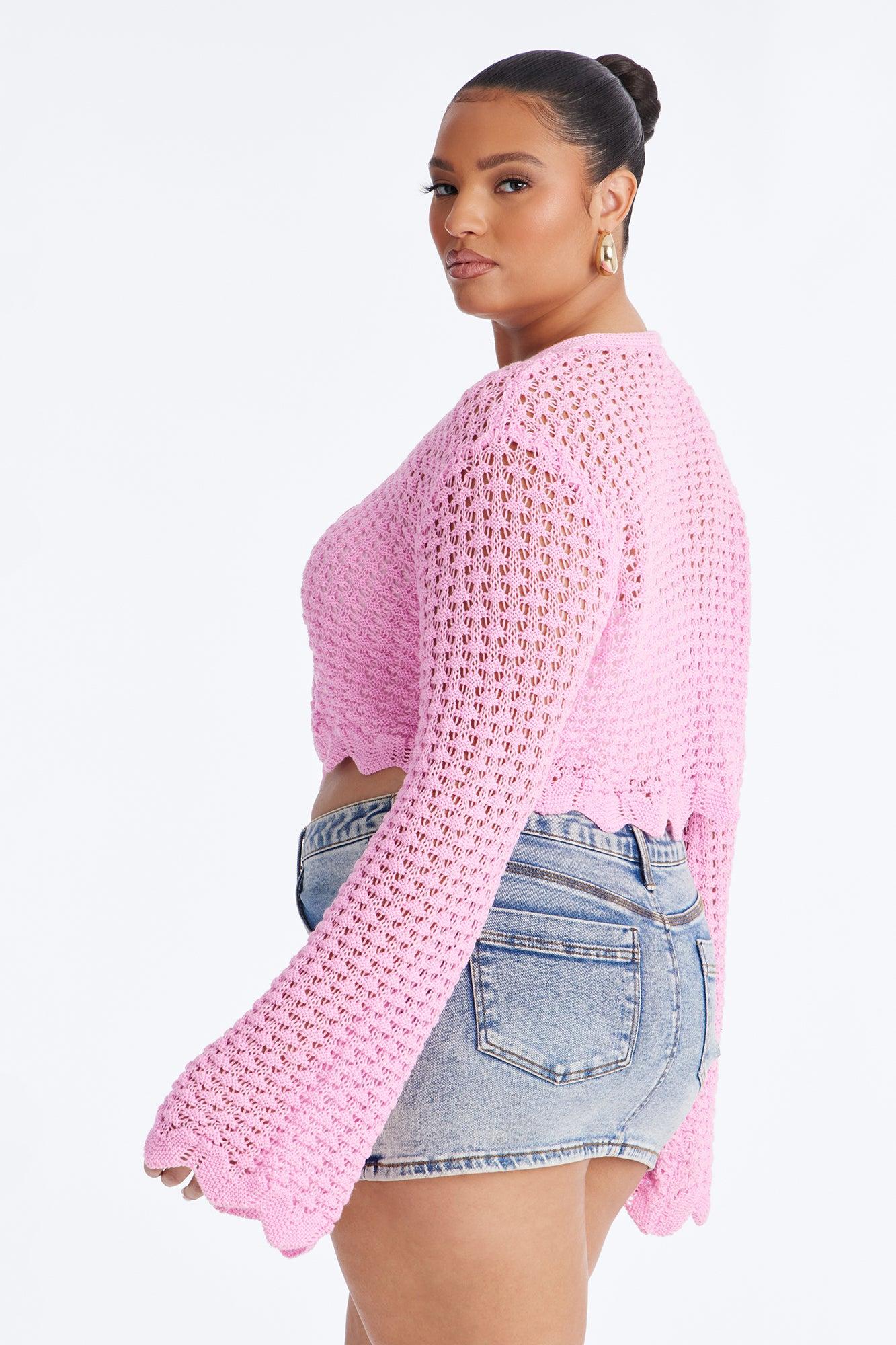 Sasha Crochet Cardigan - Pink Female Product Image
