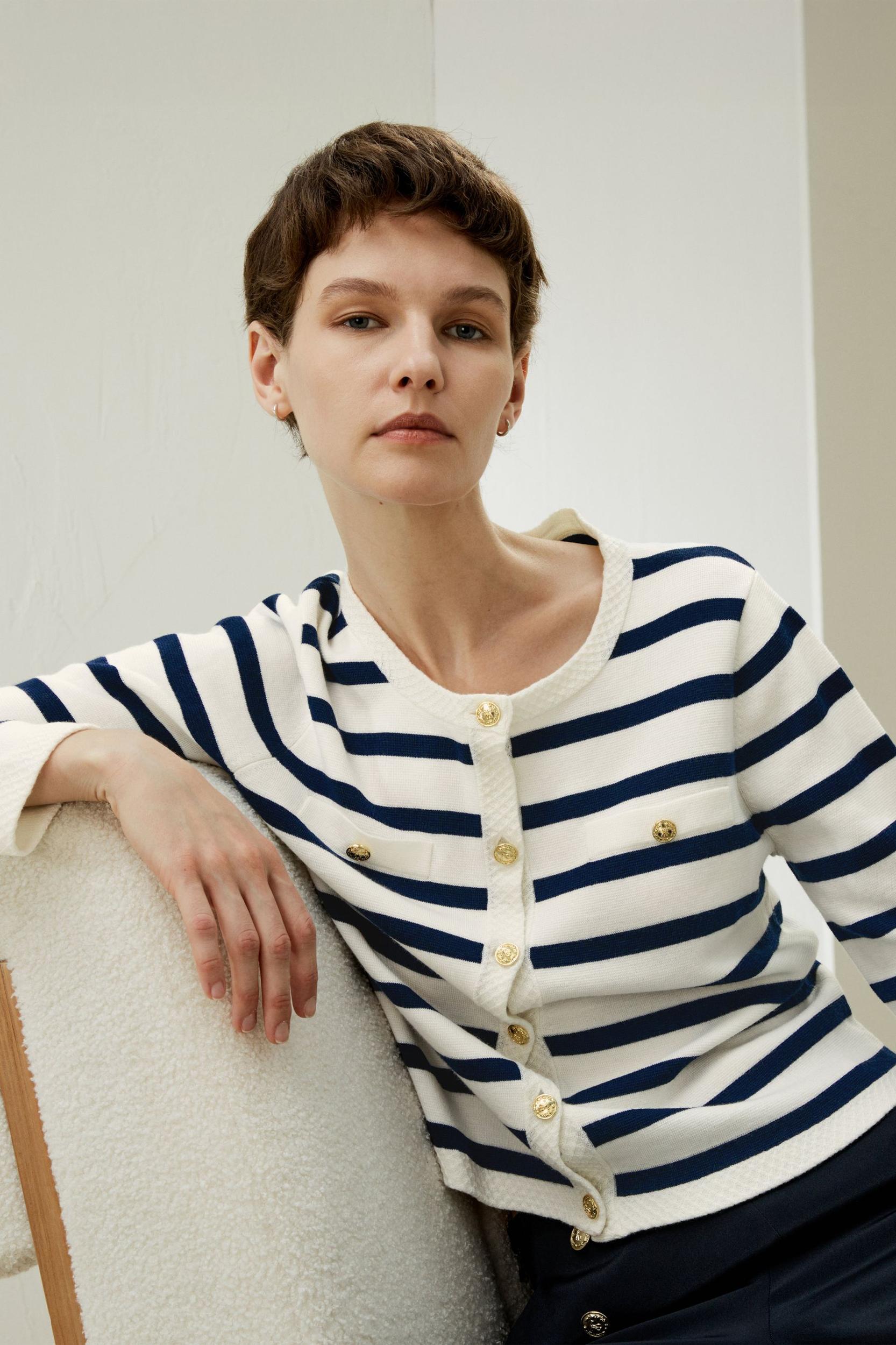 Gariana Striped Wool Cardigan Product Image