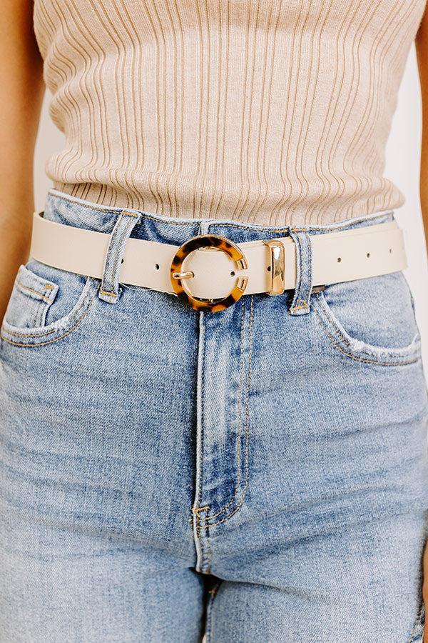 Easy To Style Faux Leather Belt in Cream Product Image