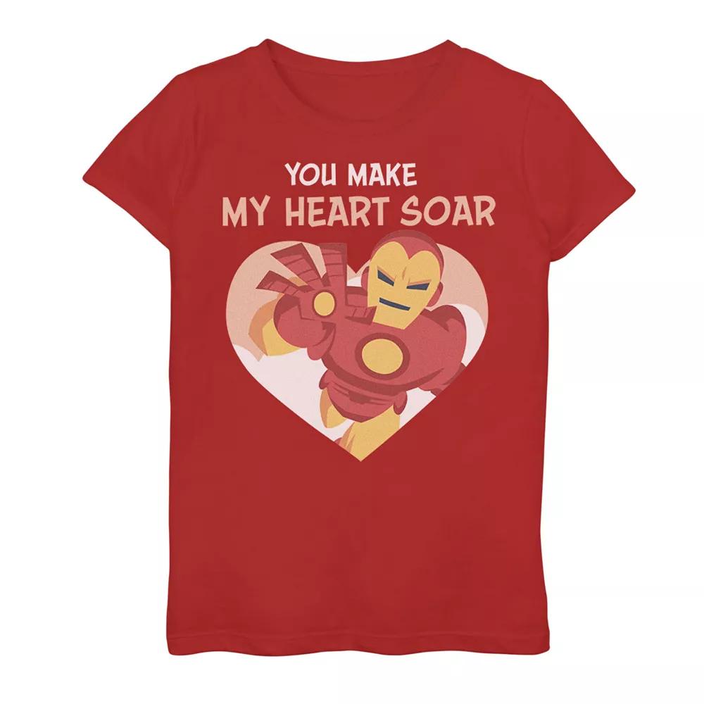 Girls 7-16 Marvel Iron Man You Make My Heart Soar Valentine Card Graphic Tee, Girl's,  Product Image