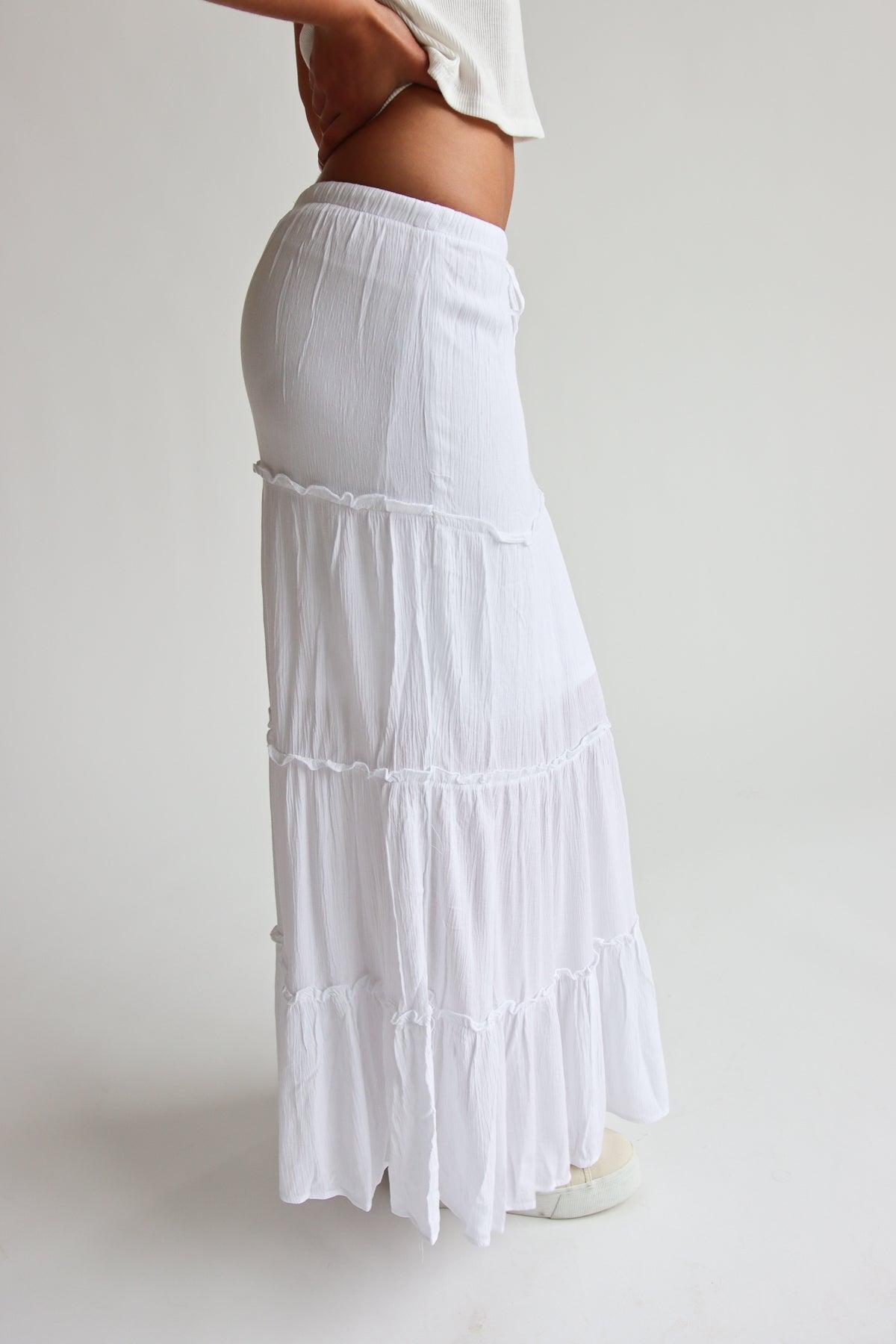 Ruffle Trim Tiered Maxi Skirt Product Image