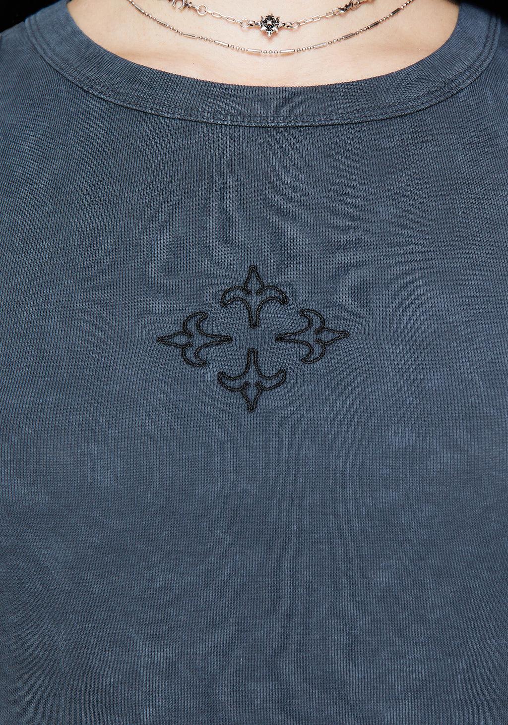 Haven Cross Embroidered Ribbed Cotton Tank Top Product Image