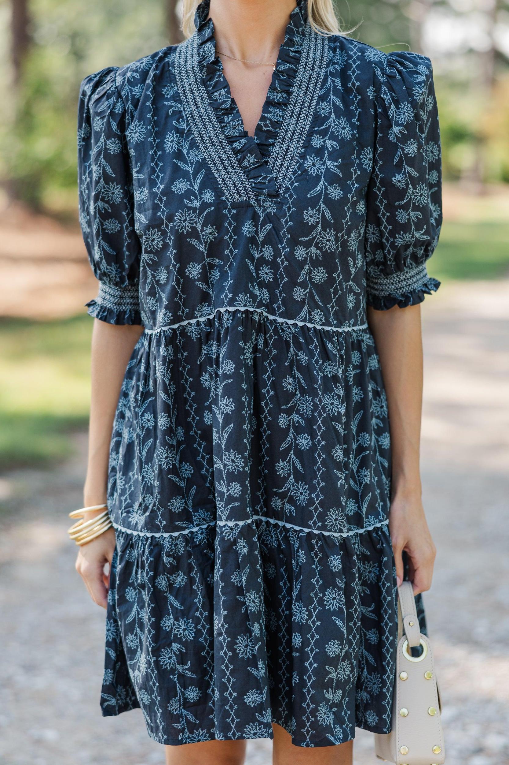 Make A Move Midnight Blue Floral Dress Female Product Image