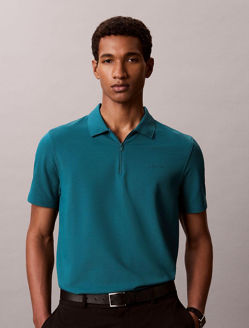 Tech Pique Zip Polo Shirt Product Image