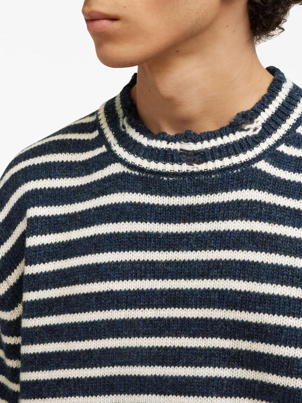 striped ribbed crew neck jumper Product Image