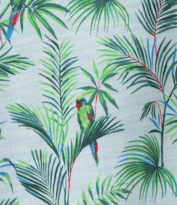 Cremieux Blue Label Tahiti Collection Tropical Bird Print Jersey Short Sleeve Woven Camp Coatfront Shirt Product Image