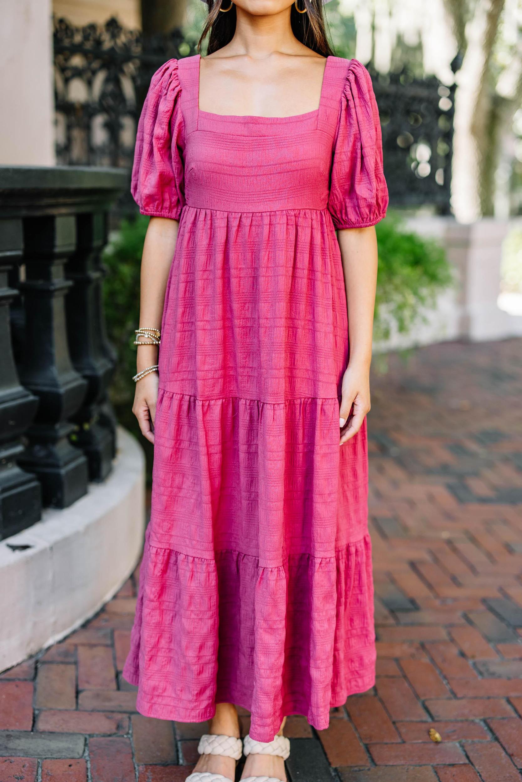 Think About It Wine Red Midi Dress Female Product Image