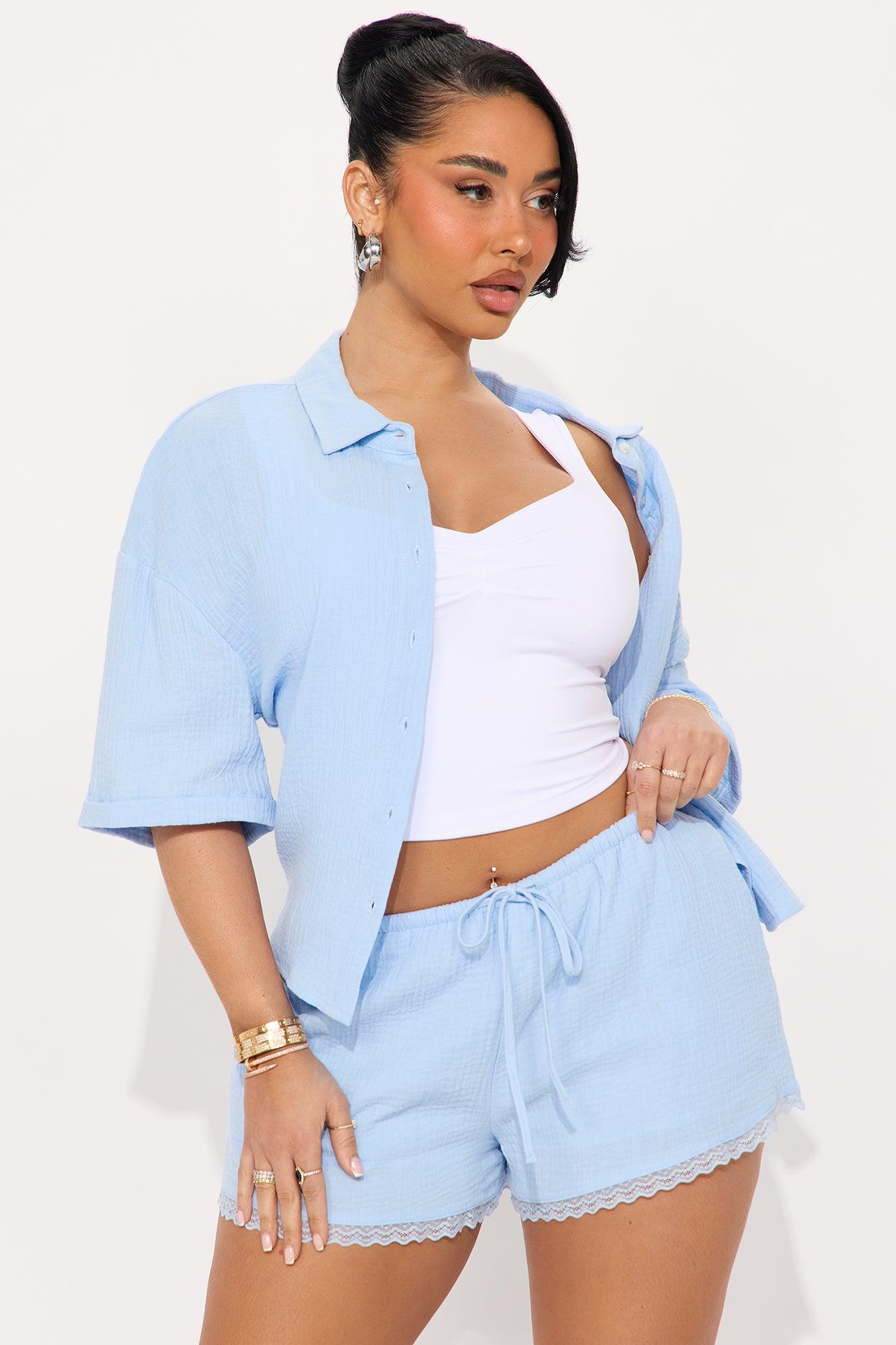 Gabby Gauze Short Set - Blue Product Image