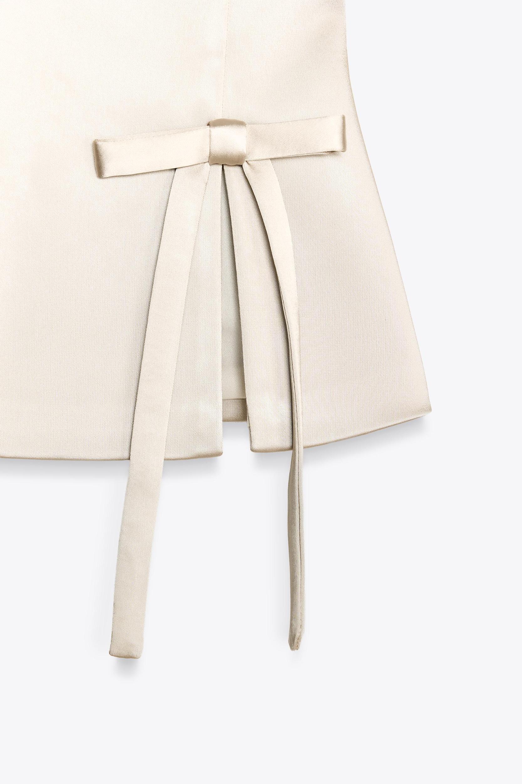 STRAPLESS SATIN EFFECT TIE TOP Product Image