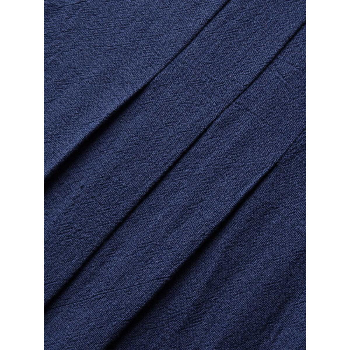 Plus Size Crew Neck Pleated Tank Dress Indigo Women Casual Pleated Round Neck Sleeveless Curvy BloomChic 18-20/2X Product Image