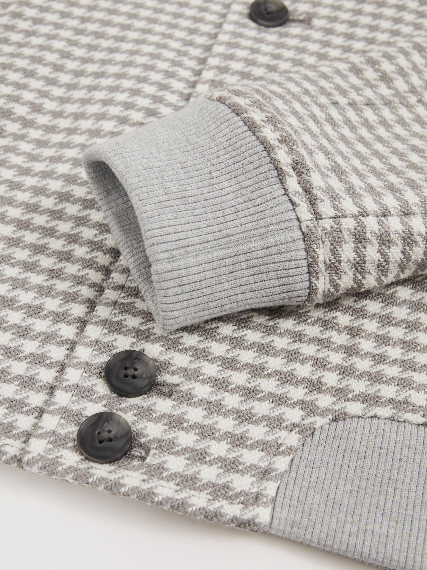 Dogtooth-Check Blouson Jacket in Soft Grey/White Product Image