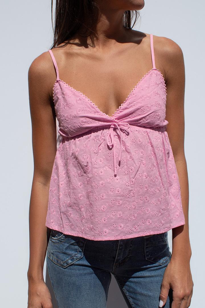 V-neck broderie anglaise top Product Image