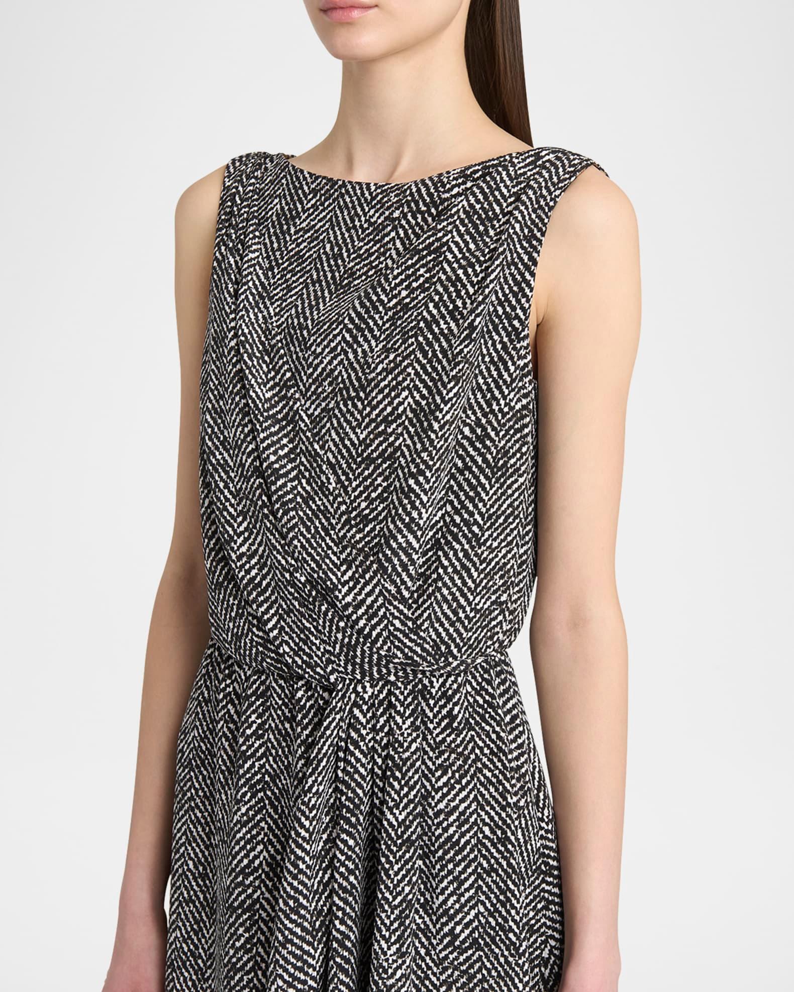 Draped Chevron Crepe Midi Dress Product Image