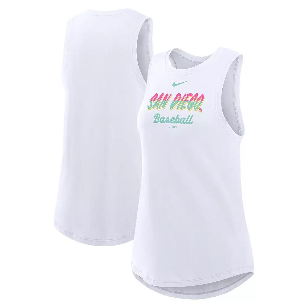Women's Nike White San Diego Padres City Connect Tricode High Neck Performance Tank Top, Size: Large Product Image