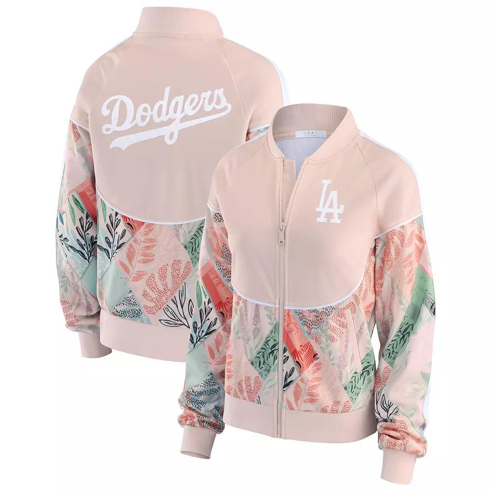 Women's WEAR by Erin Andrews  Sand Los Angeles Dodgers Raglan Full-Zip Track Jacket, Size: Medium, Team Product Image