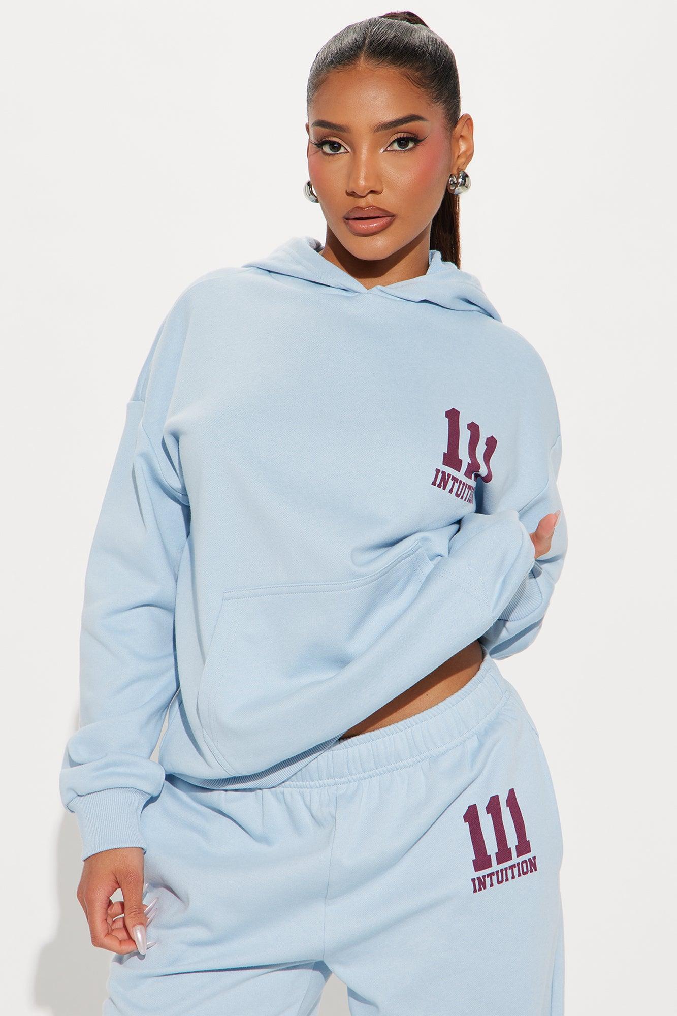 Leah Angel Number Sweatsuit Set - Light Blue Product Image