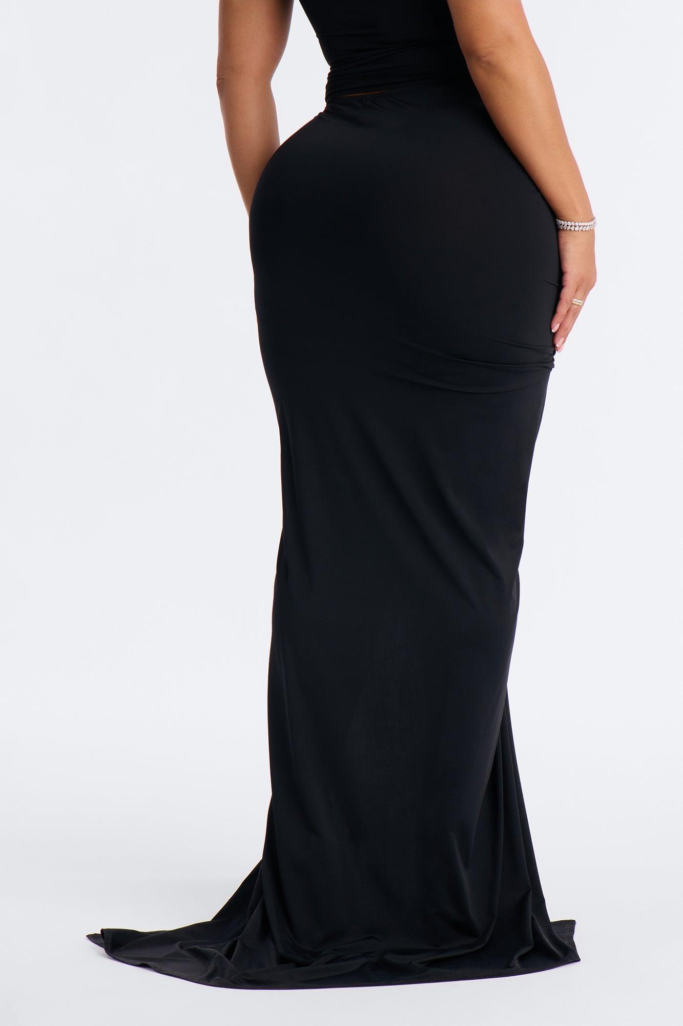 Sarabella Ruched High Slit Maxi Skirt - Black Female Product Image
