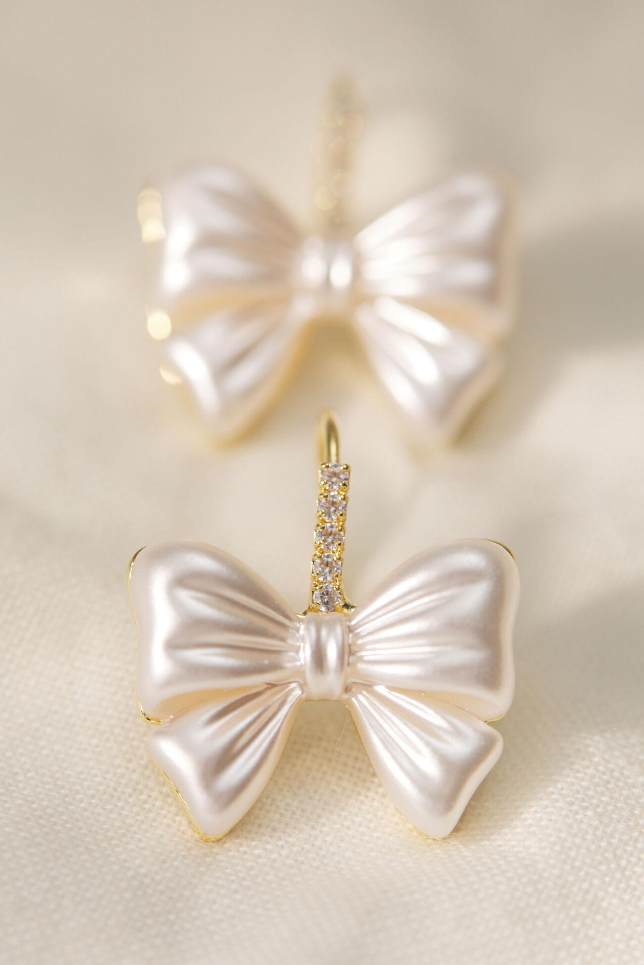 18K Gold Bow Charm Earrings Product Image