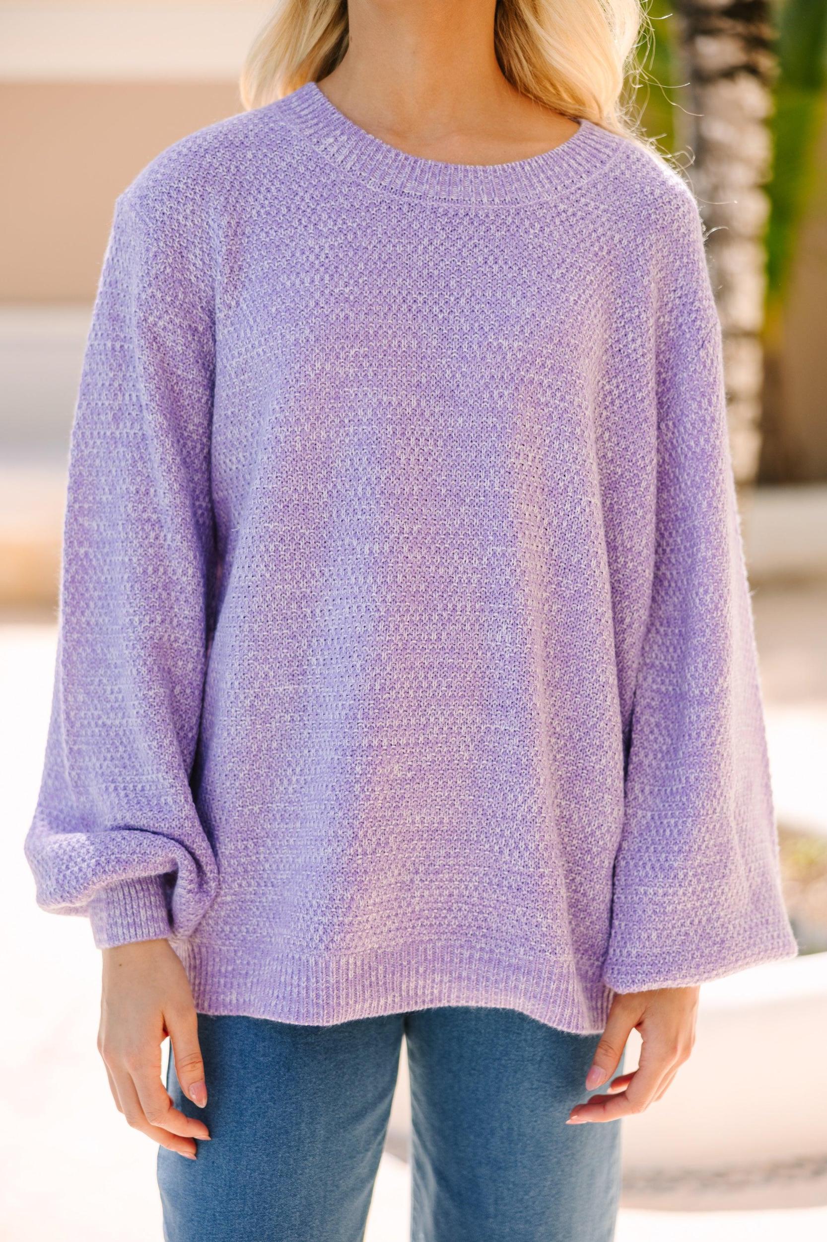 The Slouchy Lavender Purple Bubble Sleeve Sweater Female Product Image