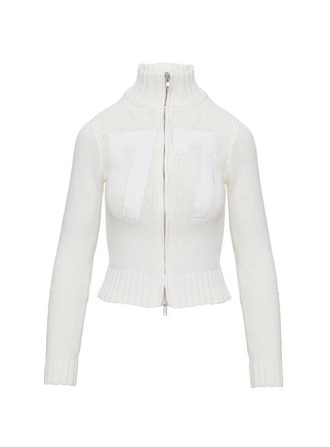 Nylah Zip Up Knit Jacket White Product Image