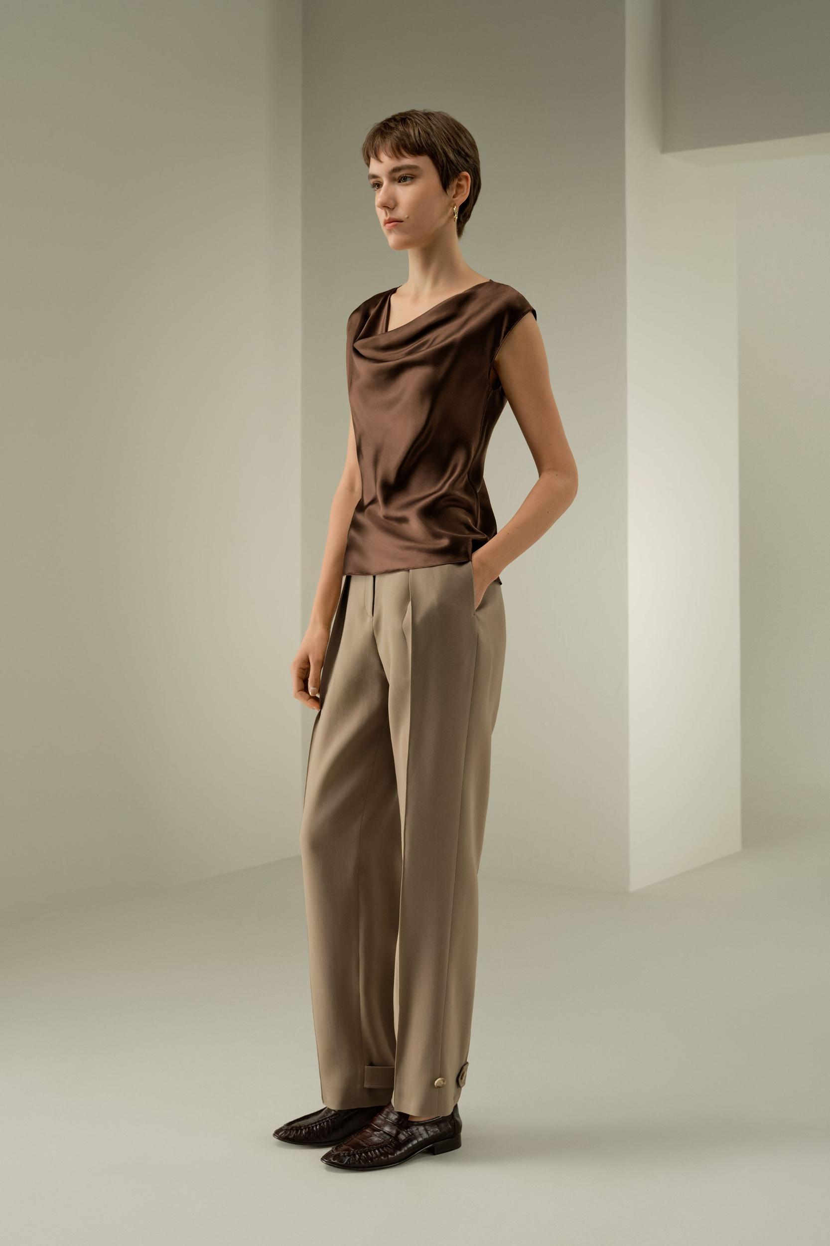 Sleeveless Cowl Neck Slim Fit Top Product Image