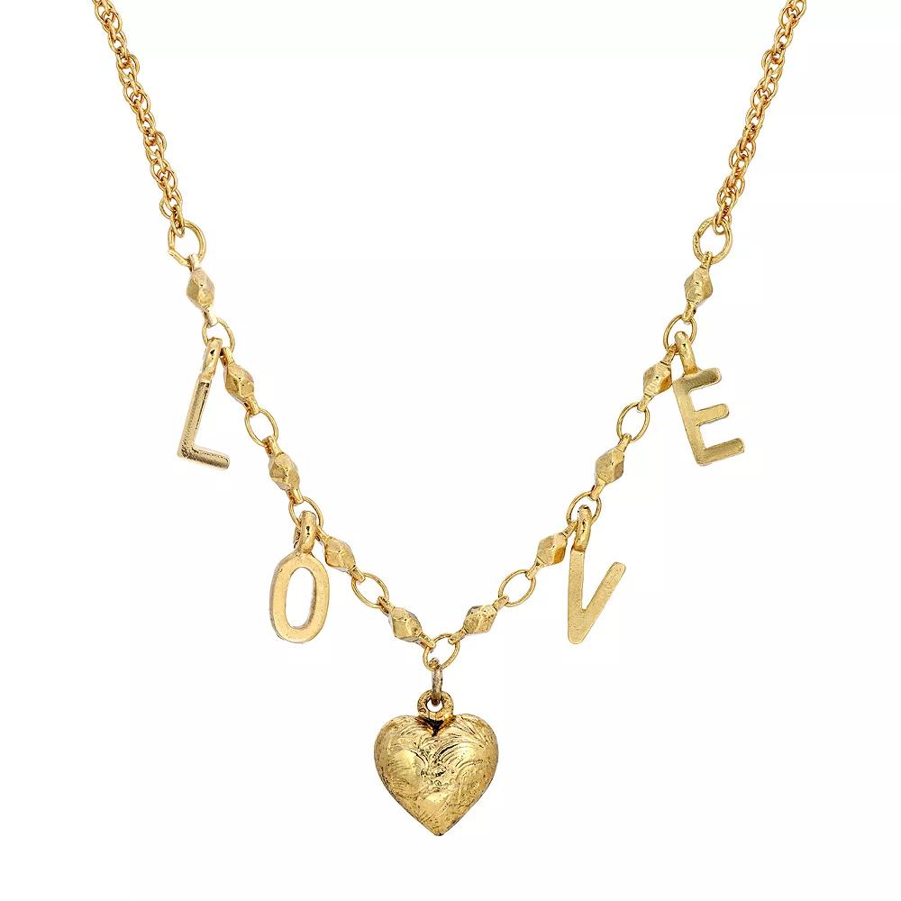 1928 Gold-tone Heart Necklace, Womens, Gold Tone Product Image
