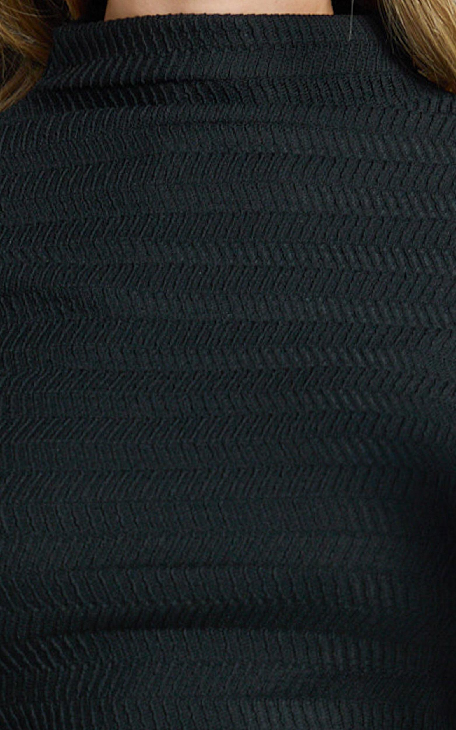 Ruby Mini Dress - High Neck Long Sleeve Dress in Black Product Image