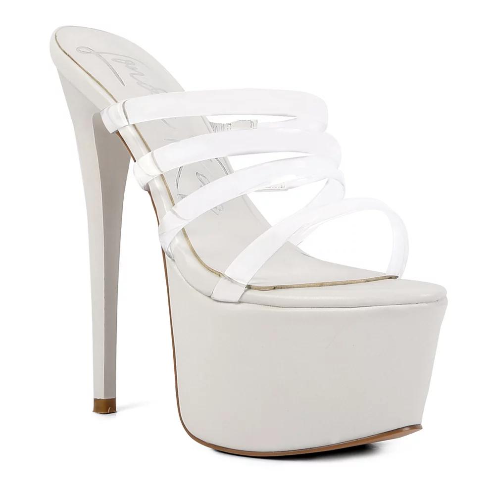 London Rag Shots Up Women's Ultra High Heel Sandals, Size: 9.5, White Product Image