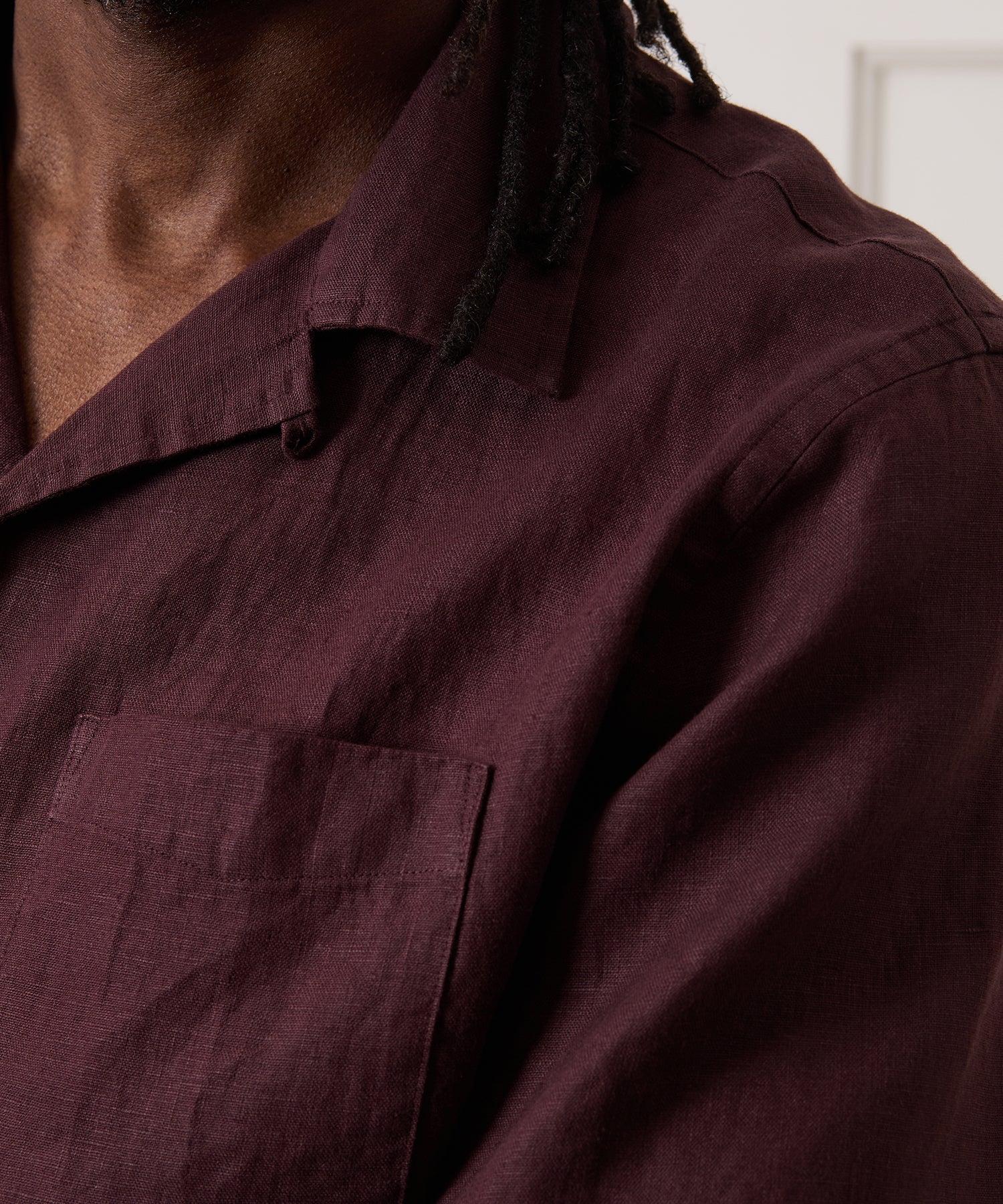 Cropped Sea Soft Irish Linen Camp Collar Shirt Product Image