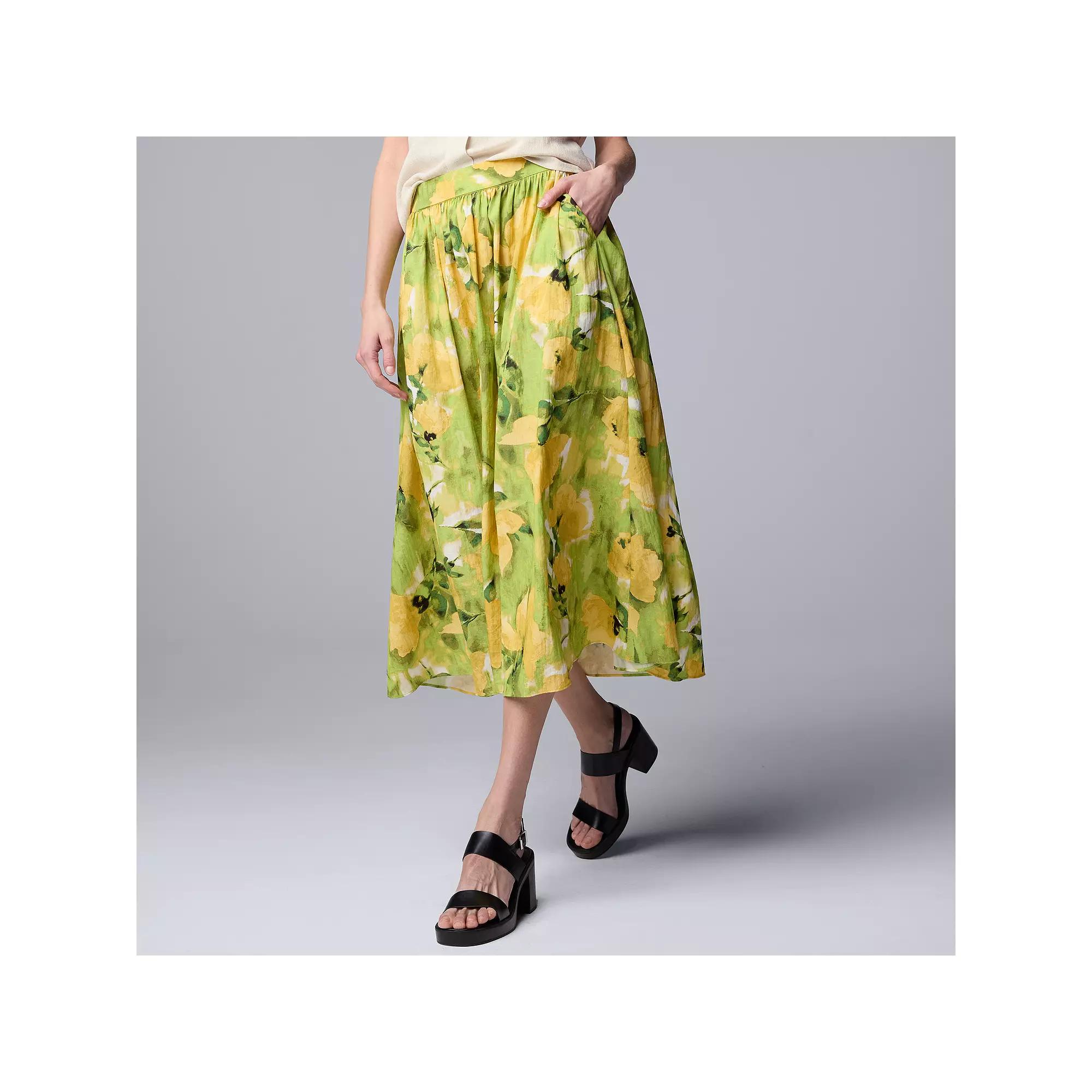 Petite Simply Vera Vera Wang Shirred Midi Skirt, Women's,  Product Image