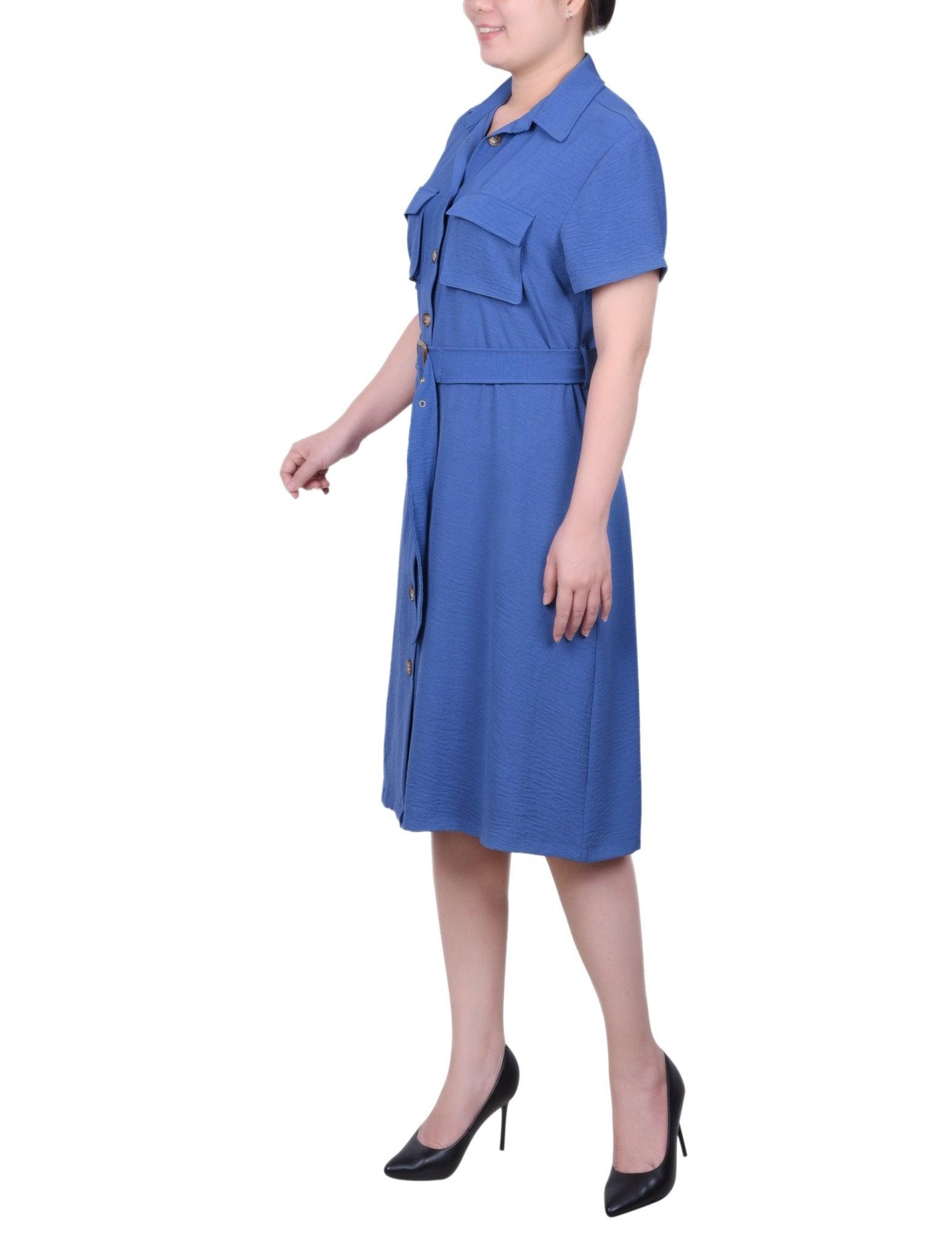 Meerkat Short Sleeve Belted Shirtdress Product Image