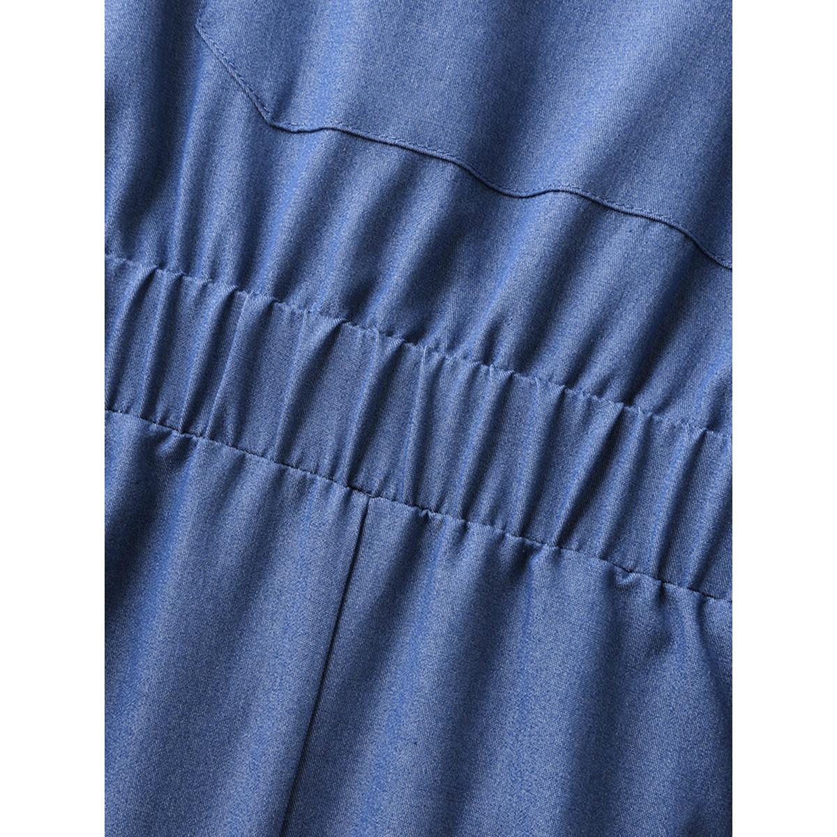 Plus Size Skyblue Stretchy Rayon Overall Straps Denim Jumpsuit Women Sleeveless Non Everyday-Casual Loose Jumpsuits BloomChic 14-16/1X Product Image