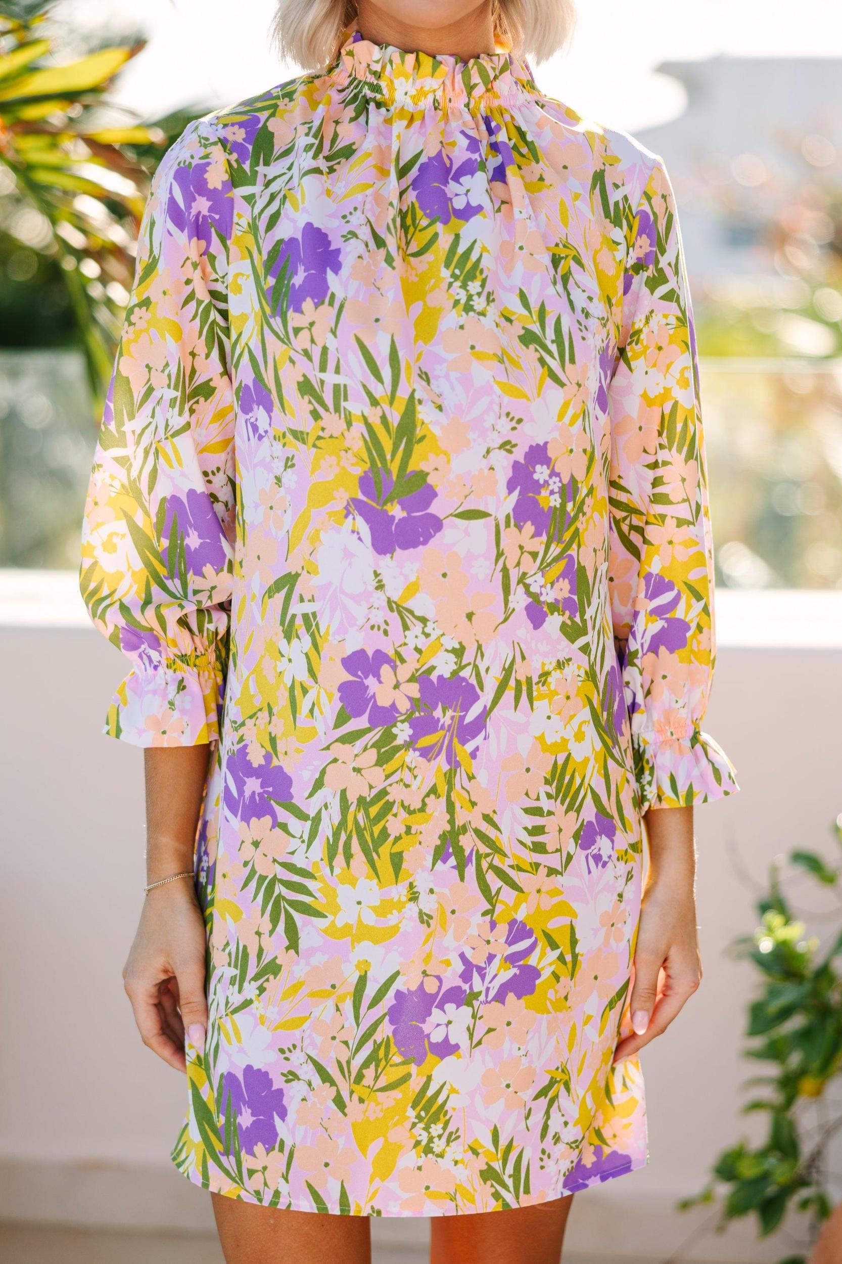 Beauty And Brains Peach Floral Shift Dress Female Product Image