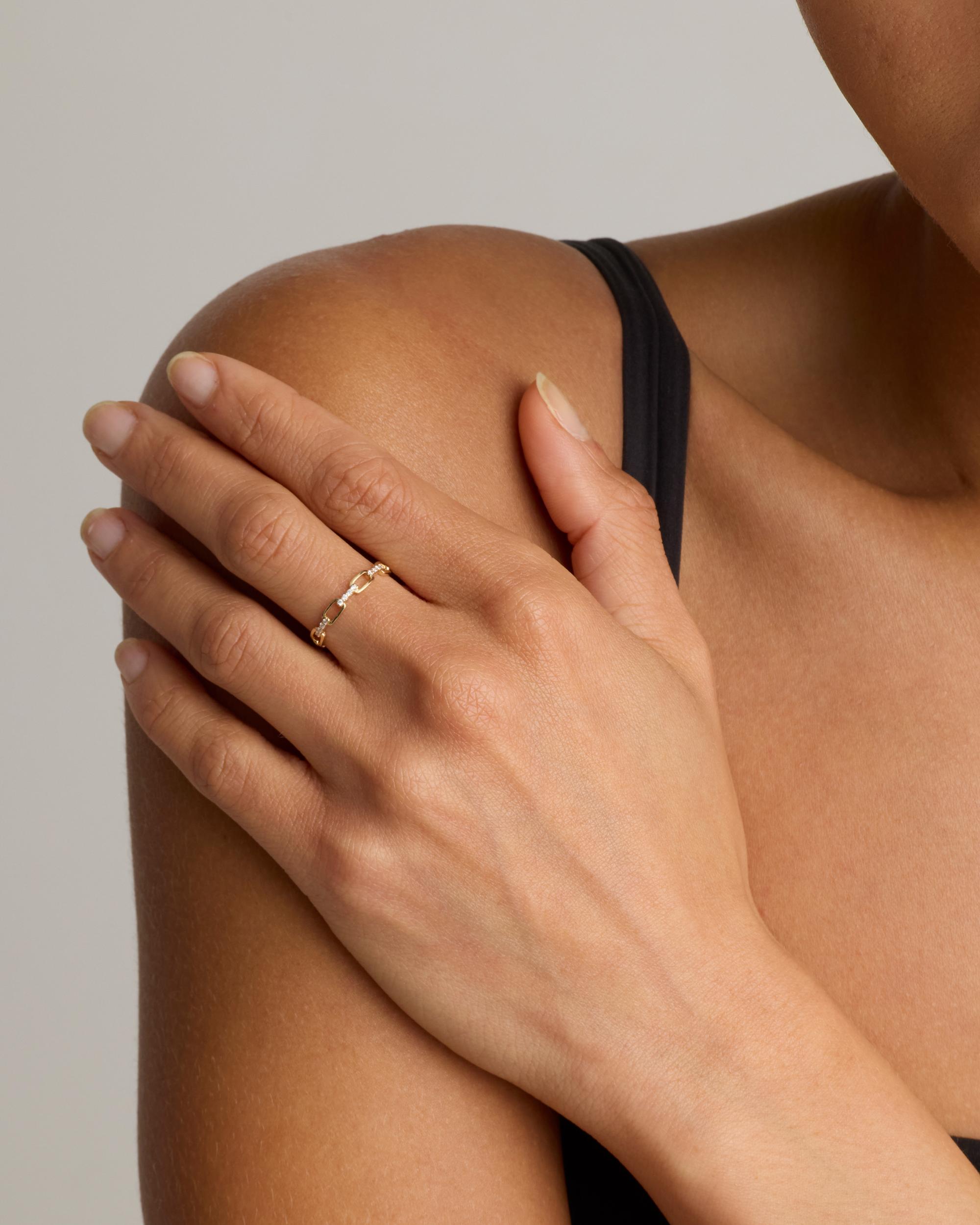 Quince | Women's 14K Gold Diamond Paperclip Link Ring Product Image