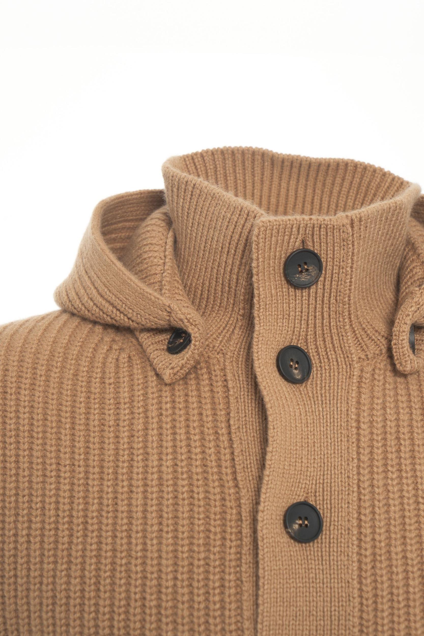 Ribbed cardigan with hood Product Image