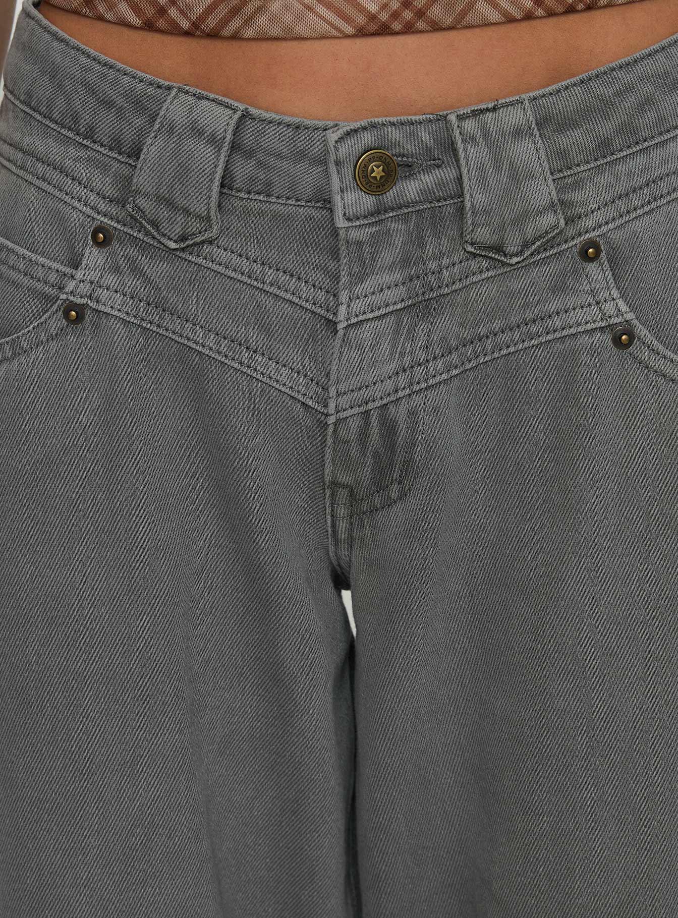 West Side Mid Rise Wide Leg Jeans Grey Wash Product Image