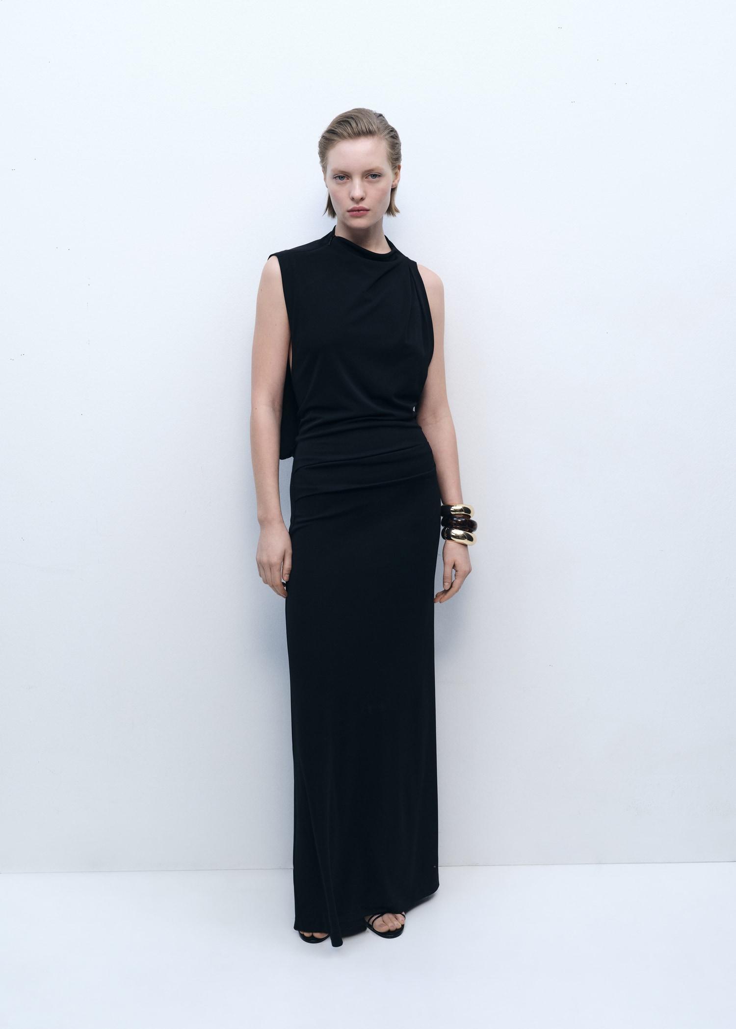 Draped dress with side-slit - Women | MANGO USA Product Image