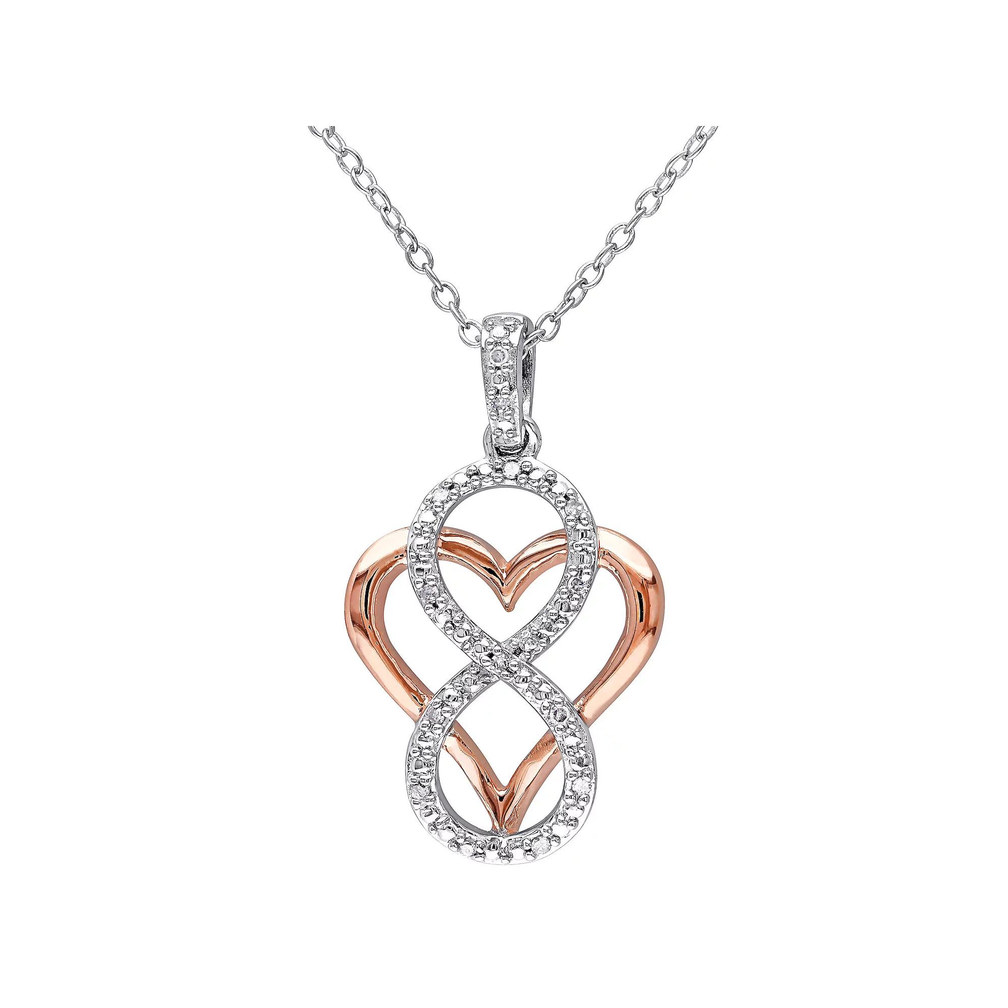 Stella Grace 2-Tone Silver Diamond Accent Infinity & Heart Pendant Necklace, Women's, Size: 18", Sterling Product Image