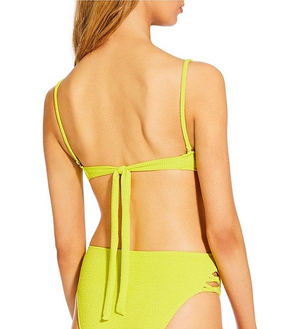 GB Solid Scrunchie Textured Tanga High Leg Hipster Swim Bottom Product Image