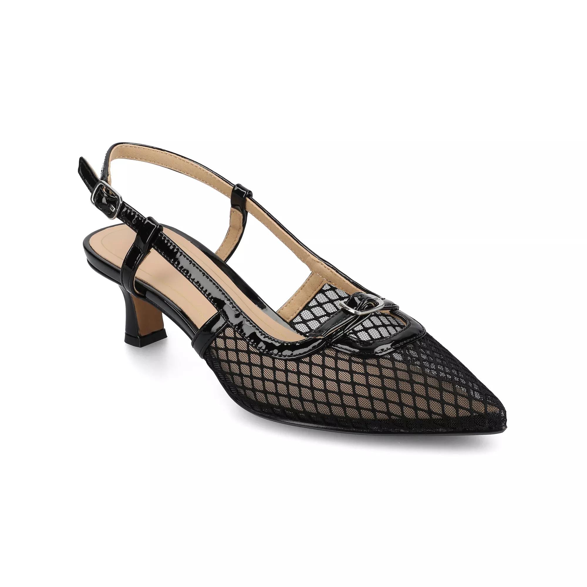 Journee Padma Women's Pointed Toe Kitten Heel Slingback Pumps,  Product Image