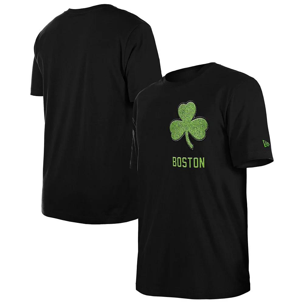 Men's New Era  Black Boston Celtics 2024/25 City Edition Chenille Heavyweight T-Shirt, Size: Medium Product Image