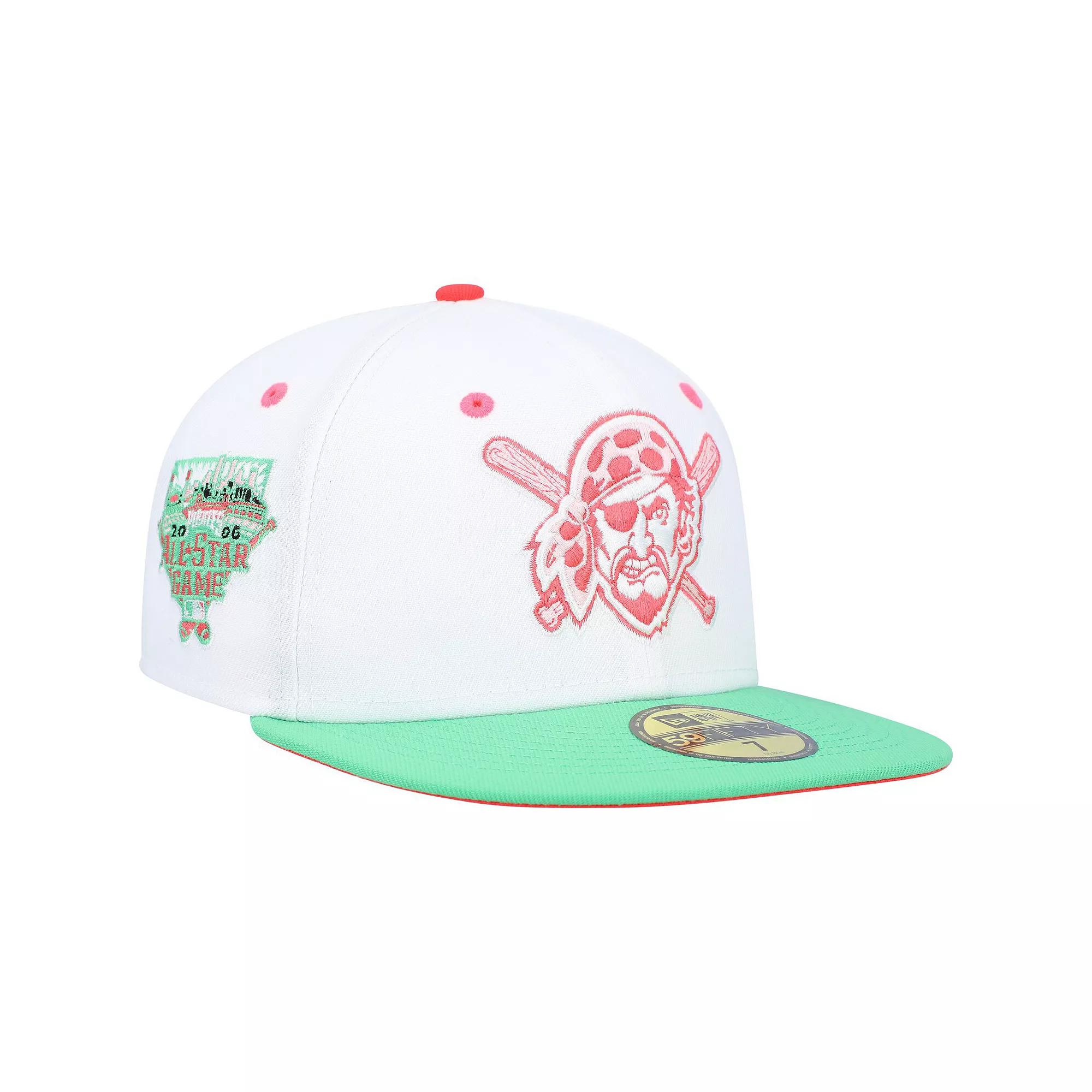 Men's New Era White/Green Pittsburgh Pirates  Watermelon Lolli 59FIFTY Fitted Hat, Size: 7 1/4 Product Image