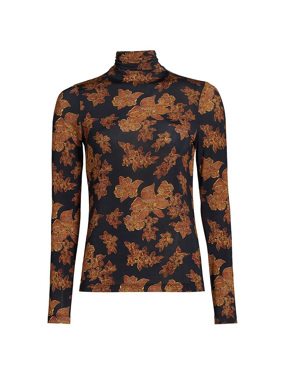 Womens Aurelia Floral Turtleneck Sweater Product Image