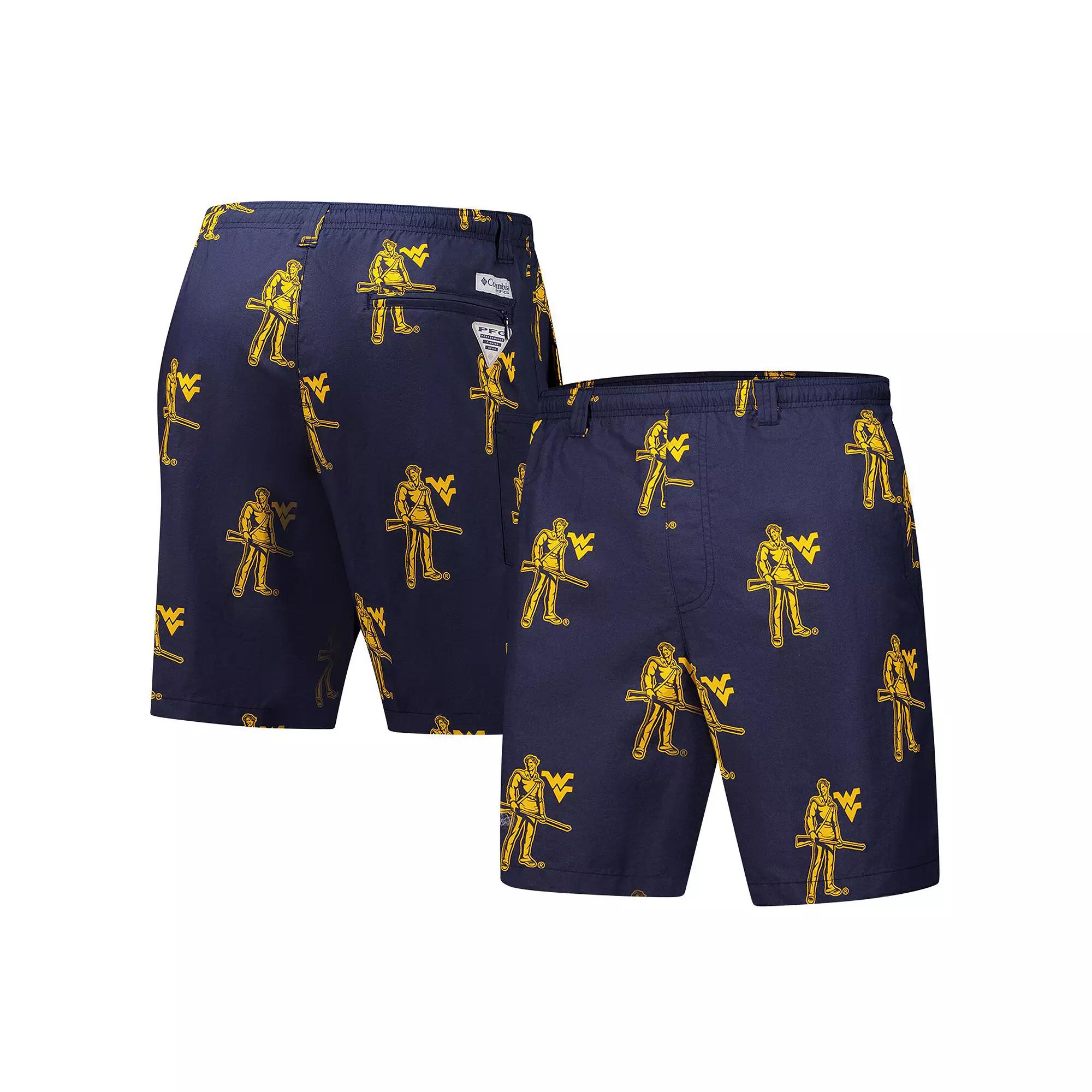Men's Columbia Navy West Virginia Mountaineers Backcast III Printed Short,  Product Image
