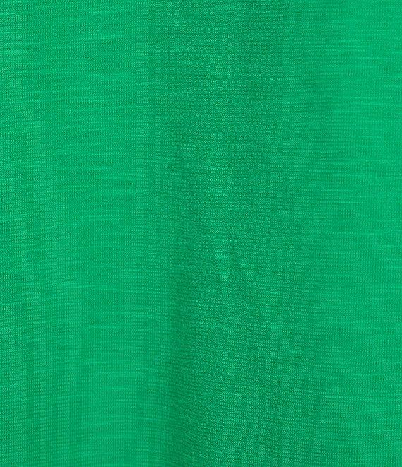 Allison Daley Embroidered 3/4 Cuff Sleeve Split V-Neck Top Product Image