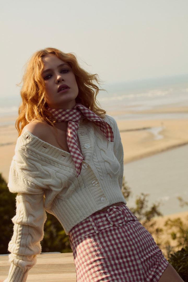 Camille Cable Knit Cardigan — Cream Product Image