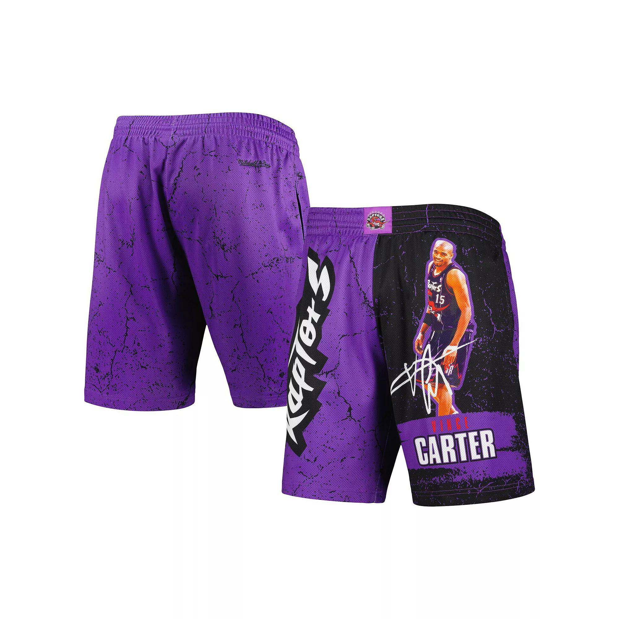 Men's Mitchell & Ness Vince Carter Purple Toronto Raptors Hardwood Classics Player Burst Shorts, Size: Small, Rpt Purple Product Image