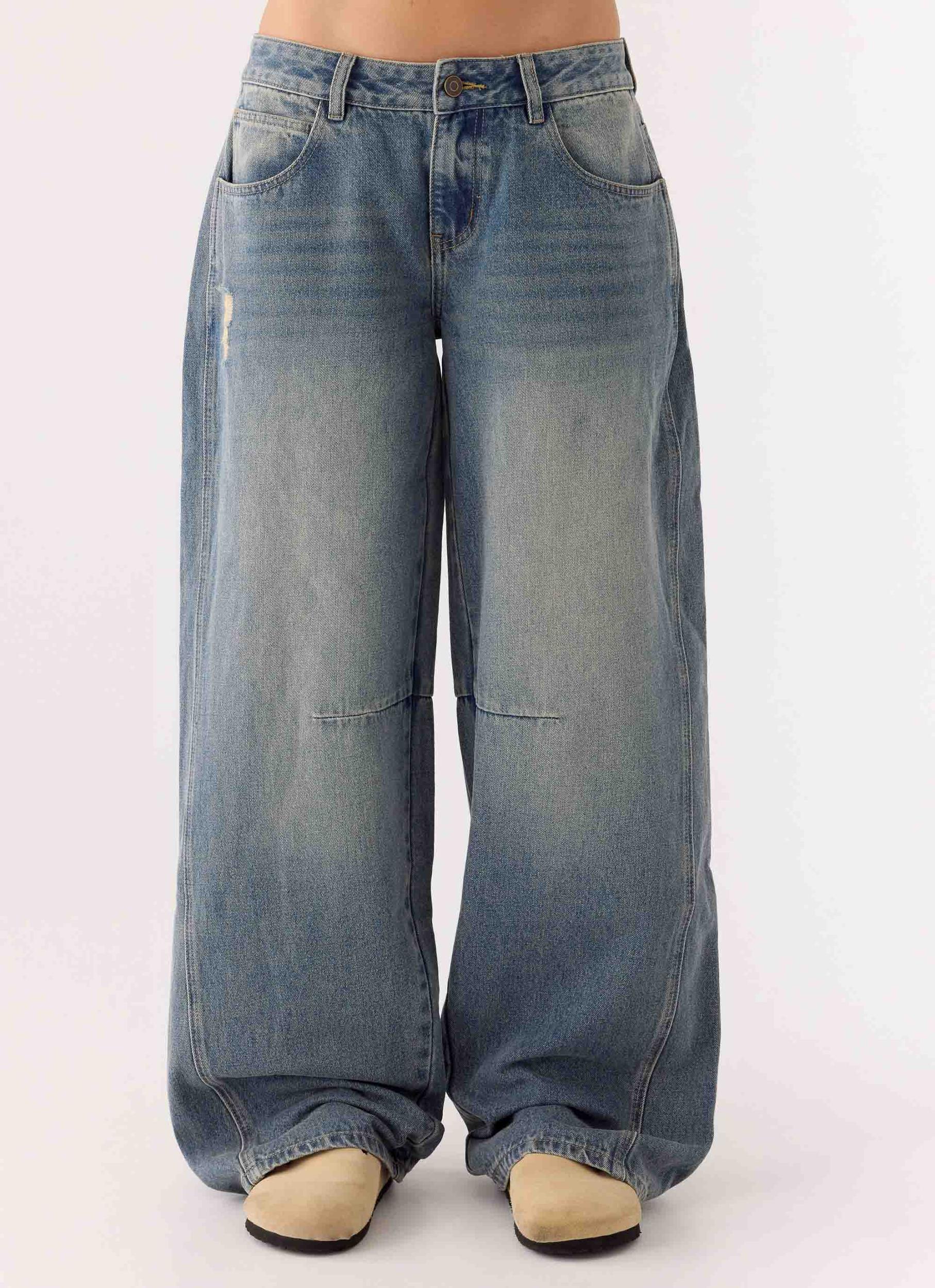 Waylon Low Rise Denim Jeans - Mid Wash Blue Product Image