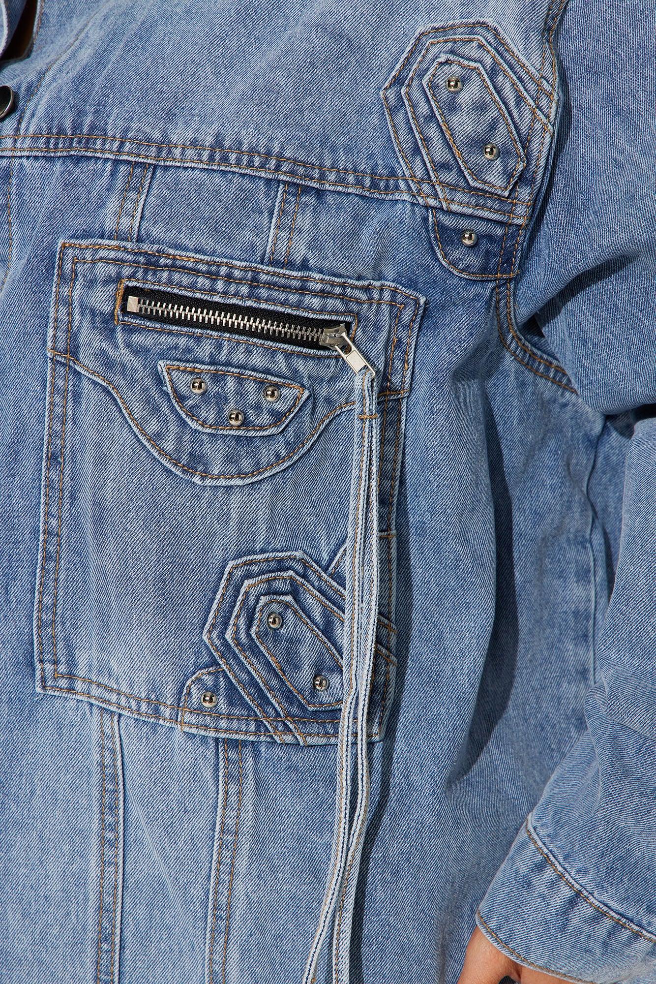 Big Impact Studded Denim Jacket - Light Wash Product Image